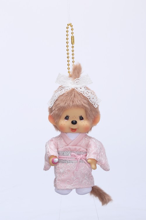 新品タグ付き☆ 未使用 久月オリジナル お着物モンチッチ　ミルクティブラウン 人形の久月 オリジナル着物モンチッチ キーチェーン第3弾が登場